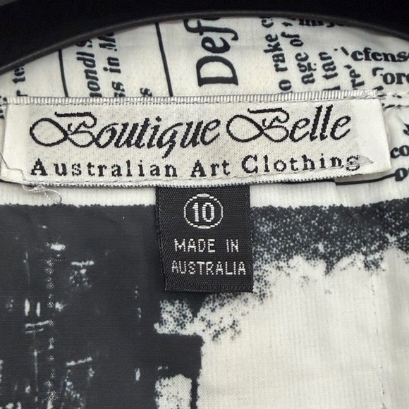 Boutique Belle Australian Art Clothing Newspaper Print Trench Coat Size 10 - Picture 6 of 16